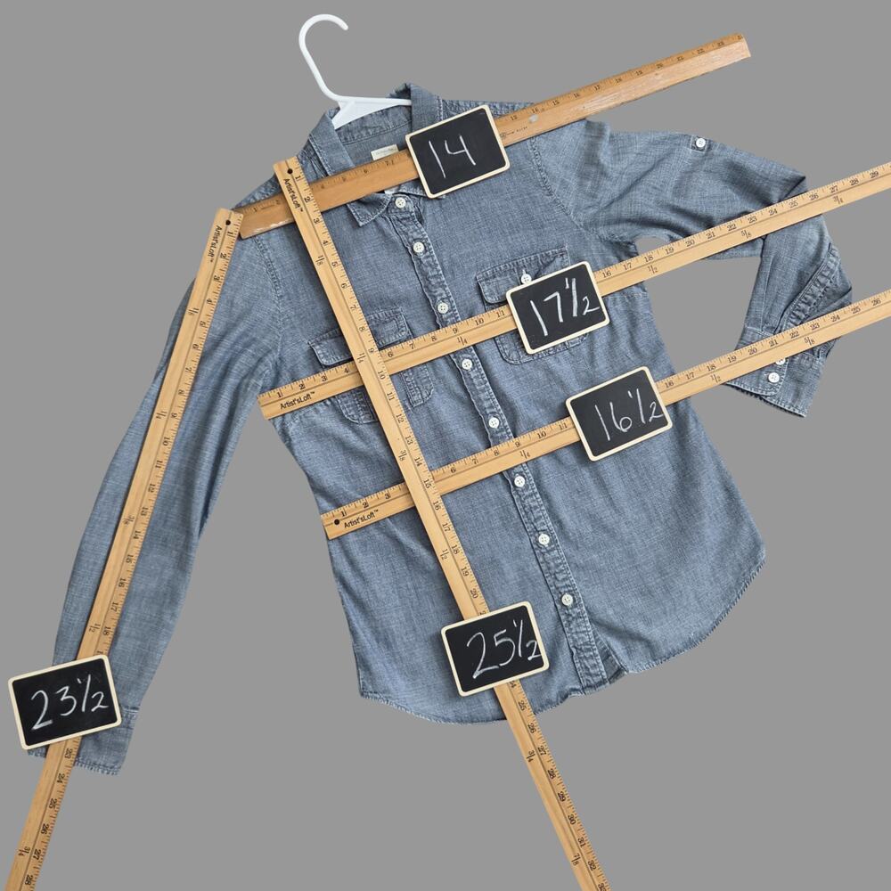 J Crew Factory Perfect Shirt Womens S Chambray Button Up Casual Cotton Fall - Picture 4 of 12